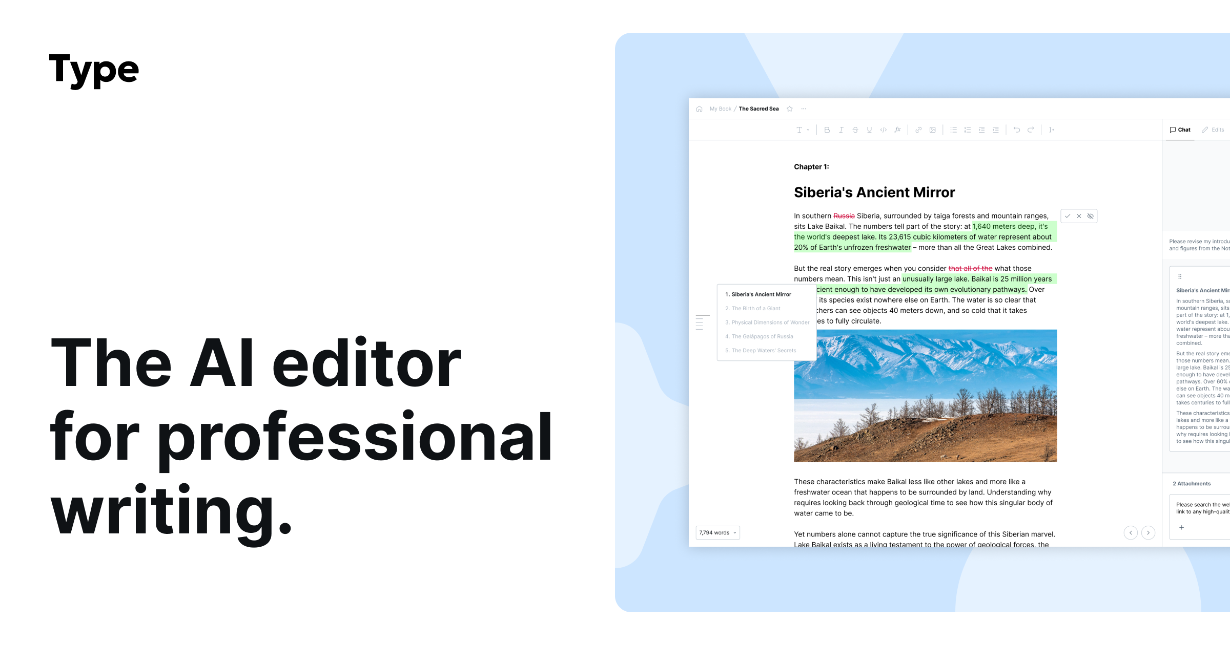 Type AI Writing and Editing